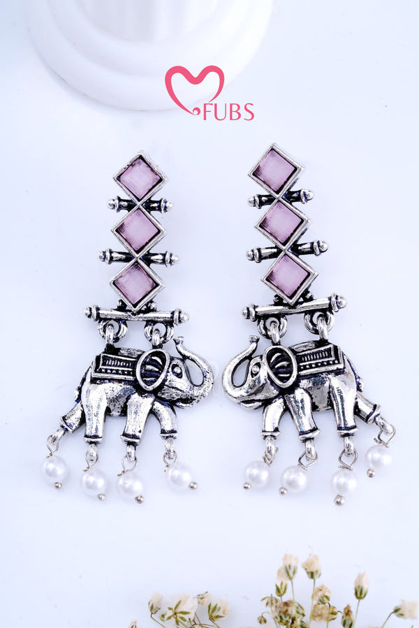 Light Pink Divine Elephant Elegance Earrings