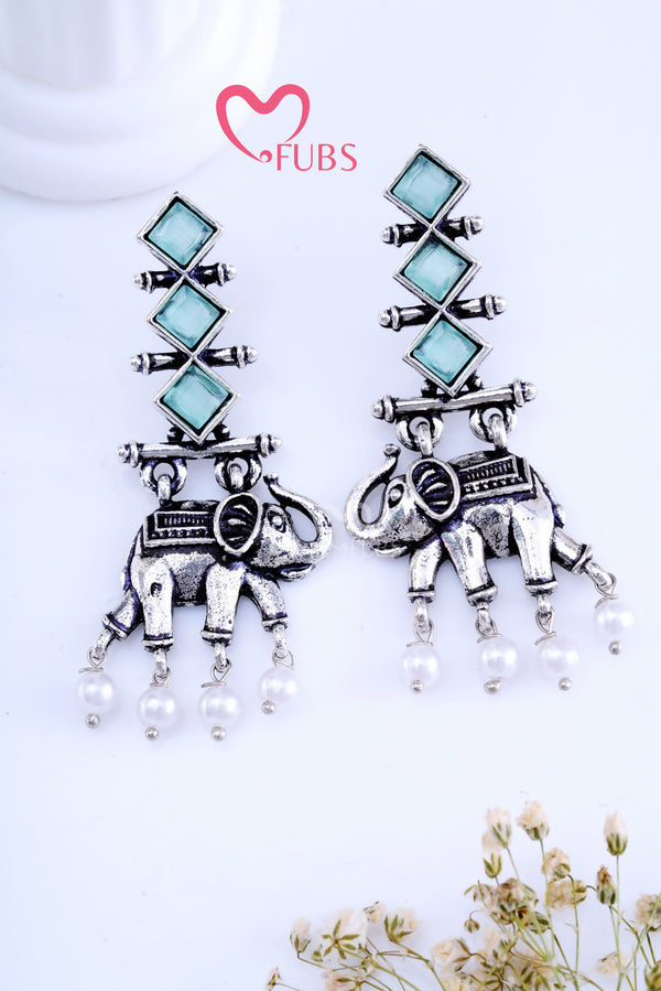 Light Green Divine Elephant Elegance Earrings