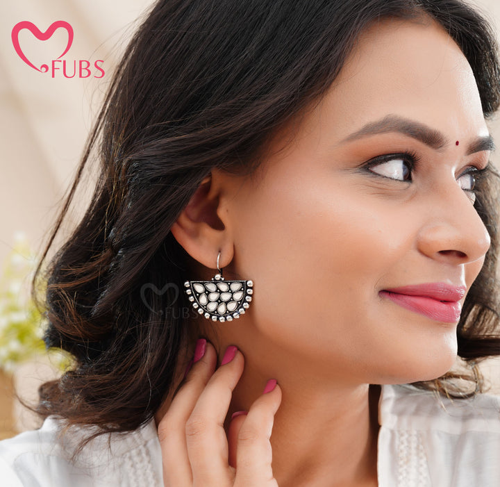 Twilight Bells: Antique Oxidized Finish Earrings & Twisted Bead Bracelet Set