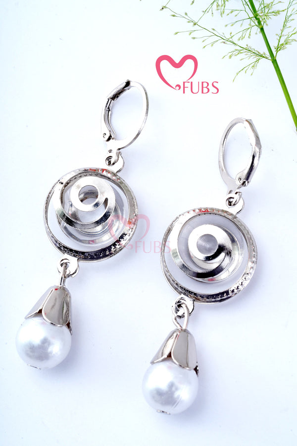 Snail Pearl Drop Dangler Earrings