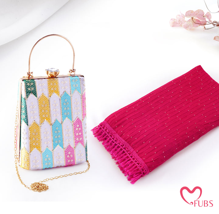 Embroidered Box Clutch with Matching Dupatta