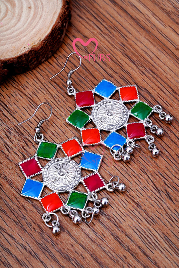 Oxidized Multicolor Dangler Earring