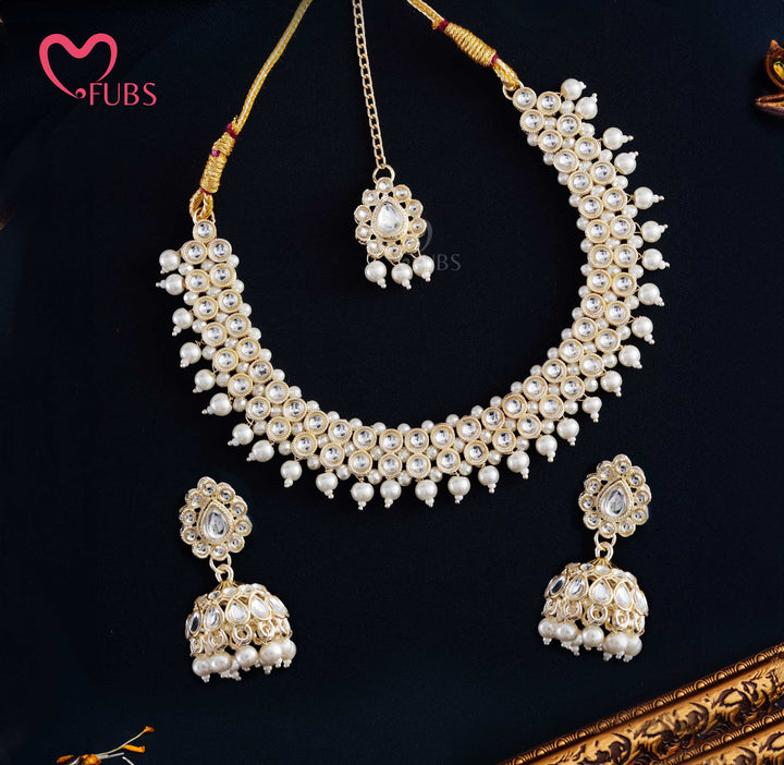 Regal Kundan Choker, Jhumkas & Tikka Set
