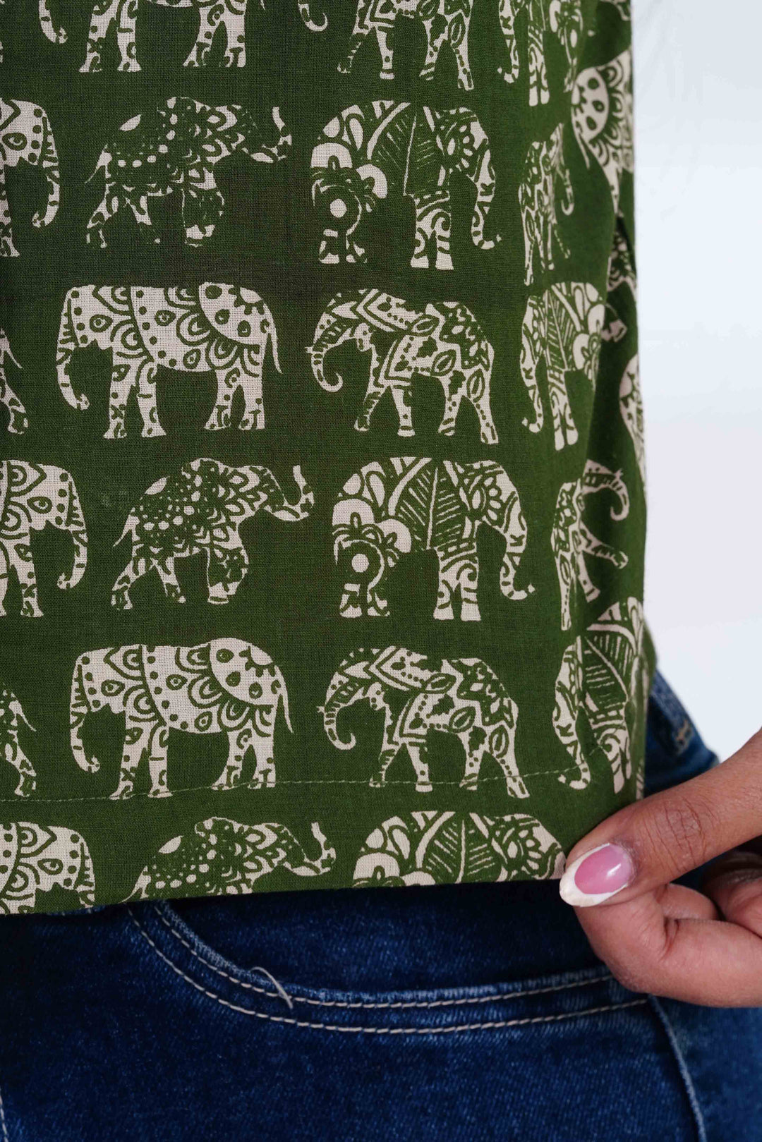 Mint Haathi Crop Shirt with Silver Haathi Studs