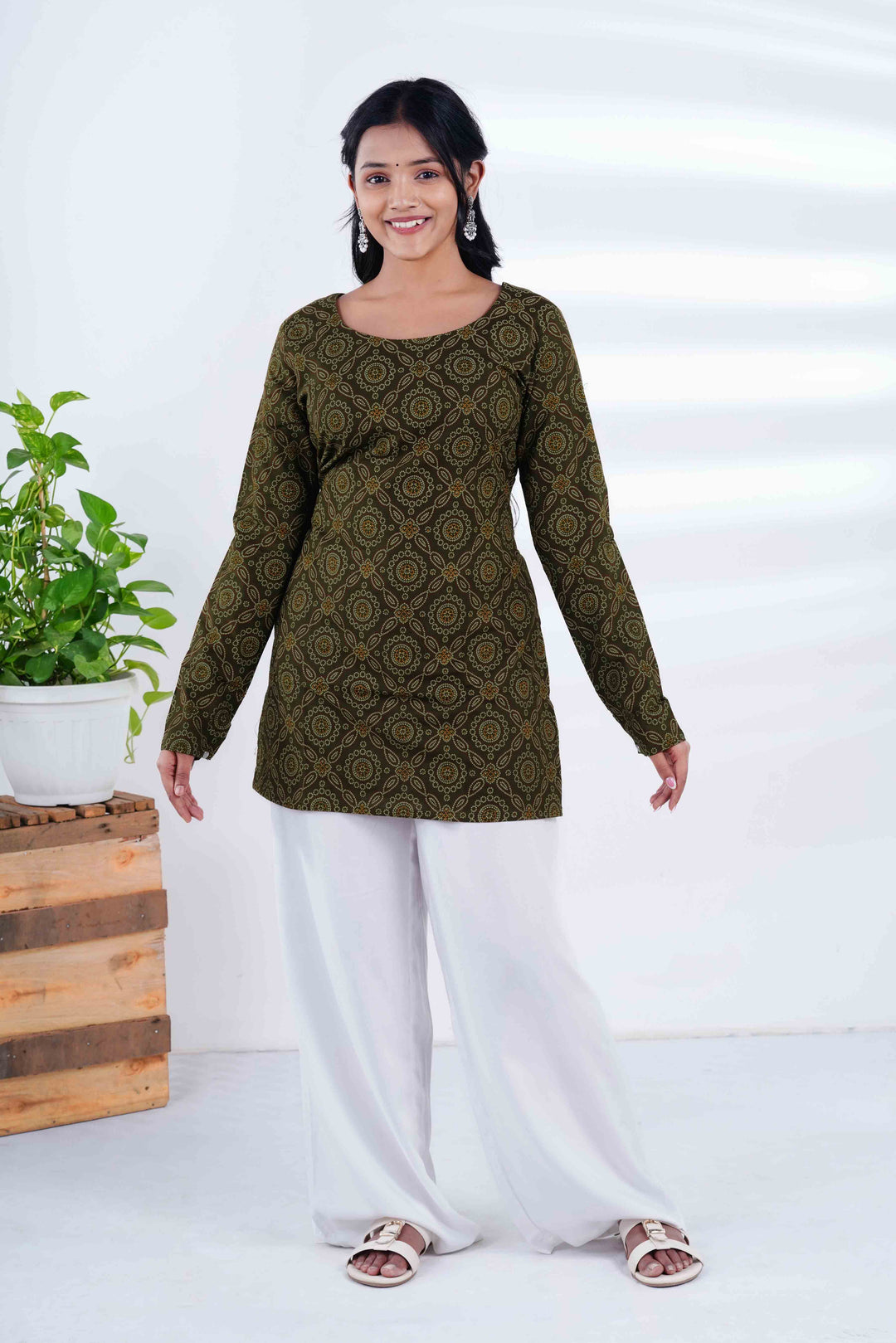 Paisley Corset Back Kurti with Royal Haathi Jhumkas