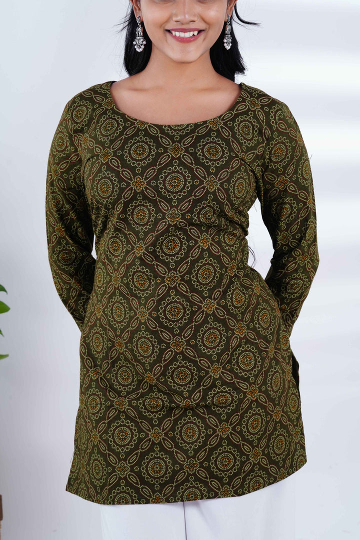 Paisley Corset Back Kurti with Royal Haathi Jhumkas
