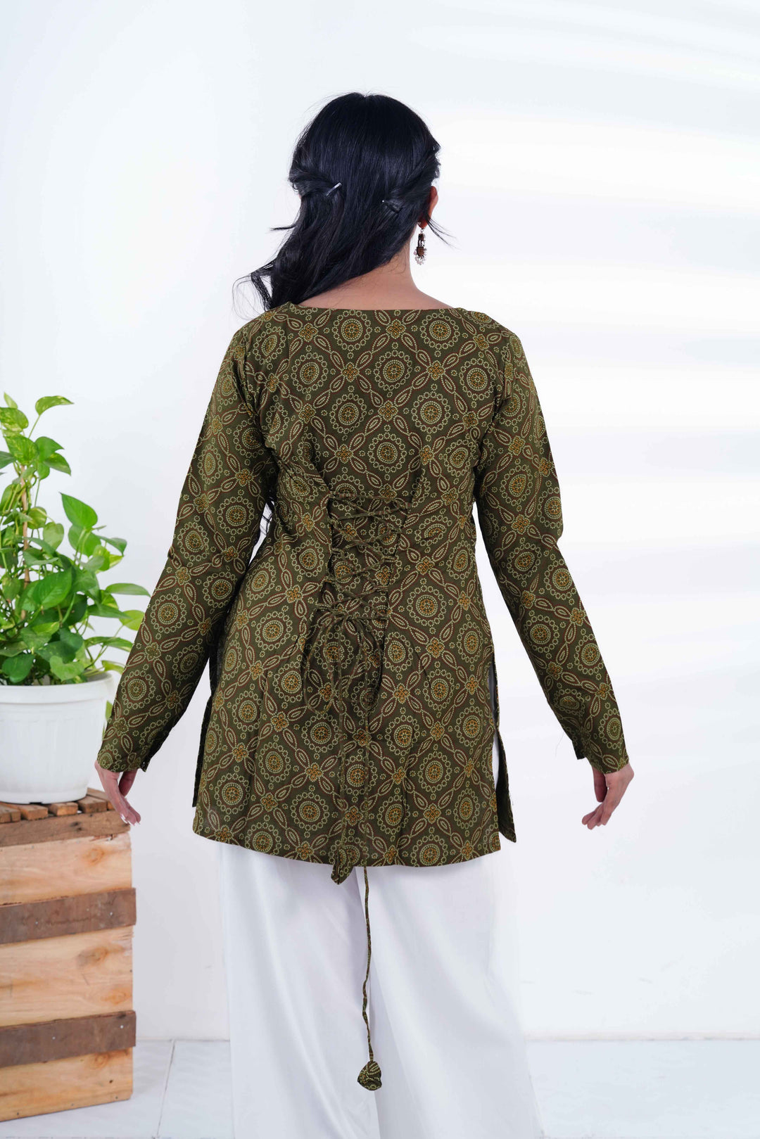 Paisley Corset Back Kurti with Royal Haathi Jhumkas