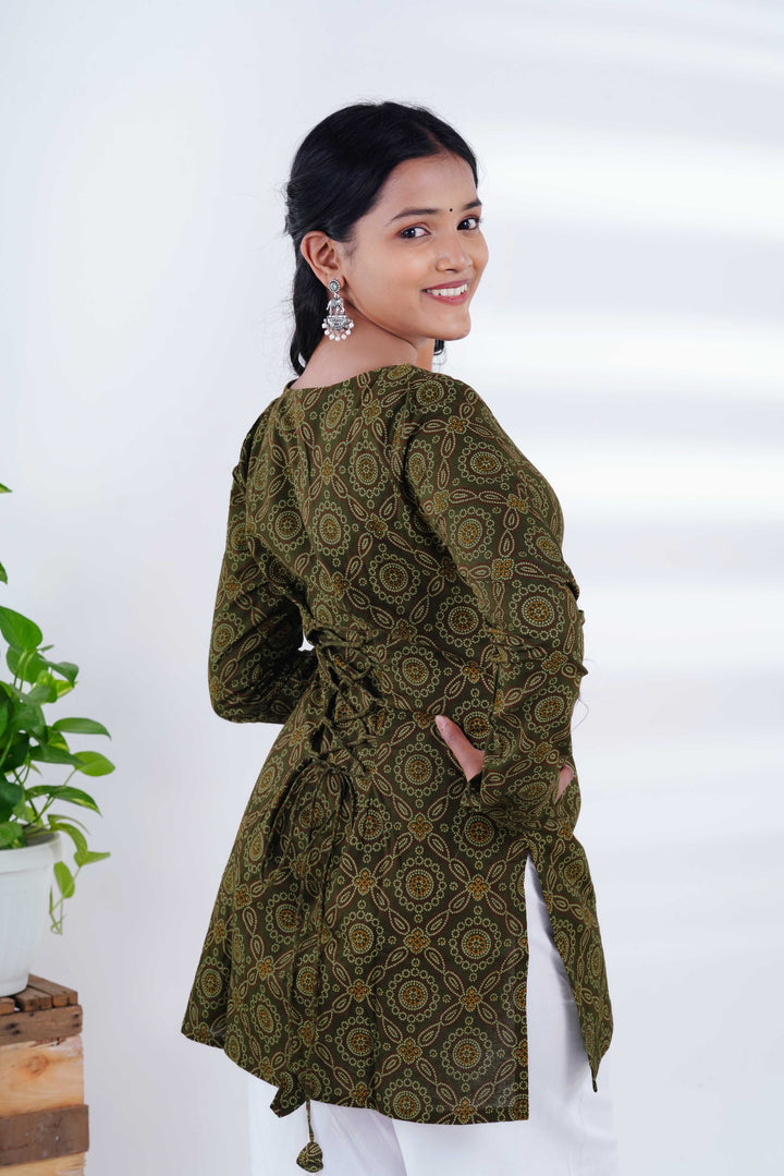Paisley Corset Back Kurti with Royal Haathi Jhumkas
