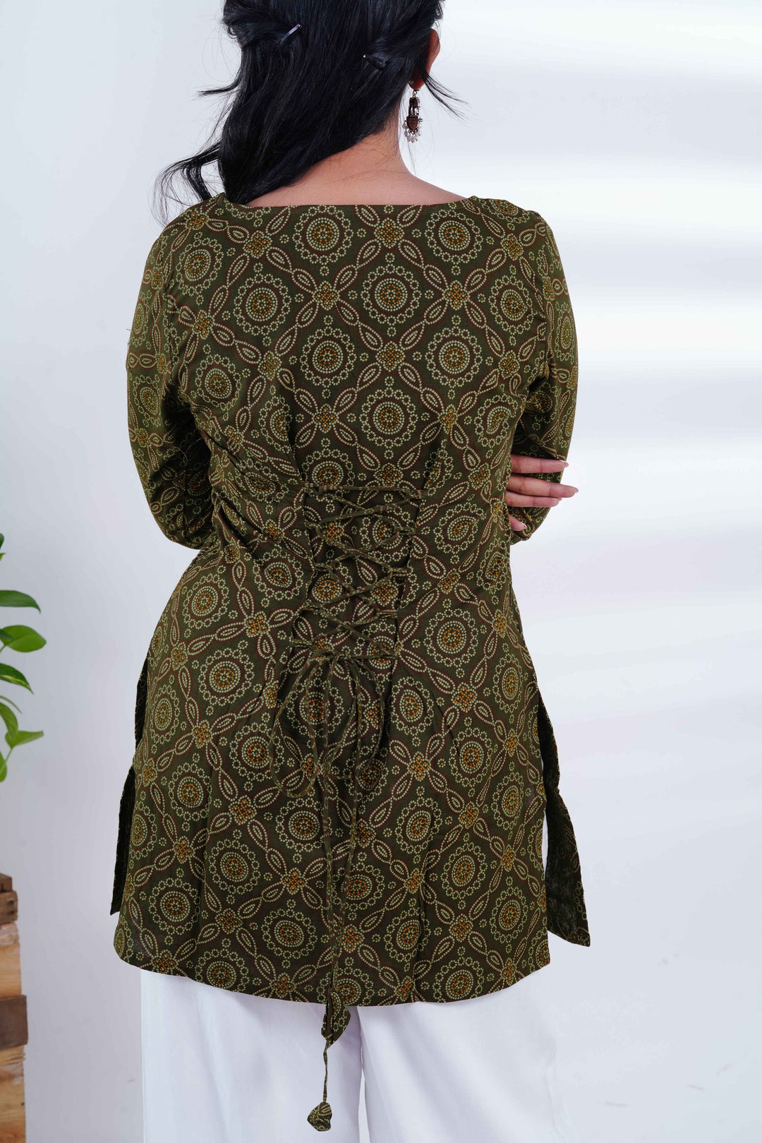 Paisley Corset Back Kurti with Royal Haathi Jhumkas