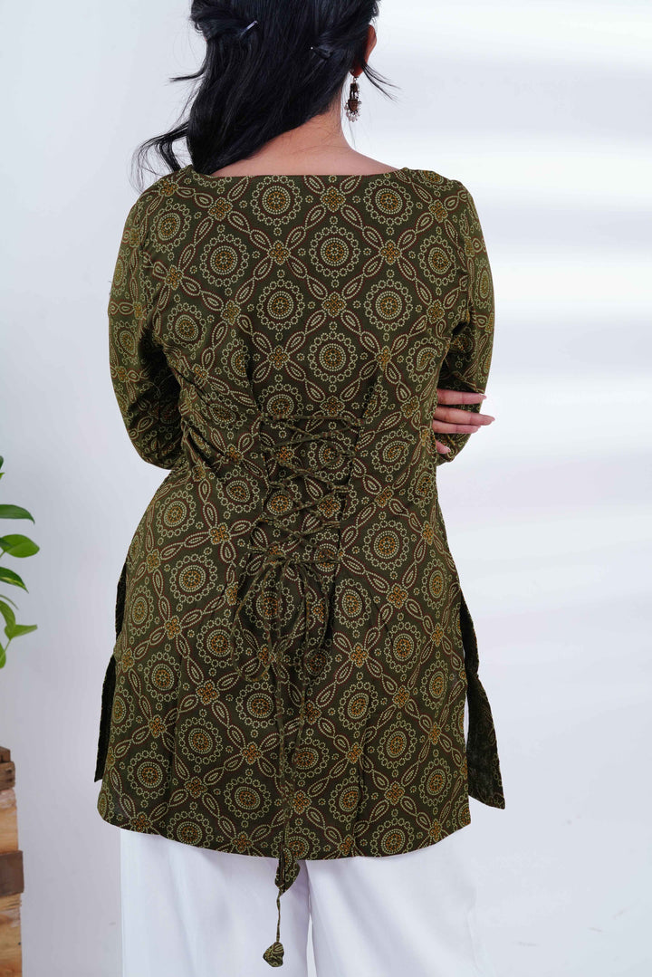 Paisley Corset Back Kurti with Royal Haathi Jhumkas