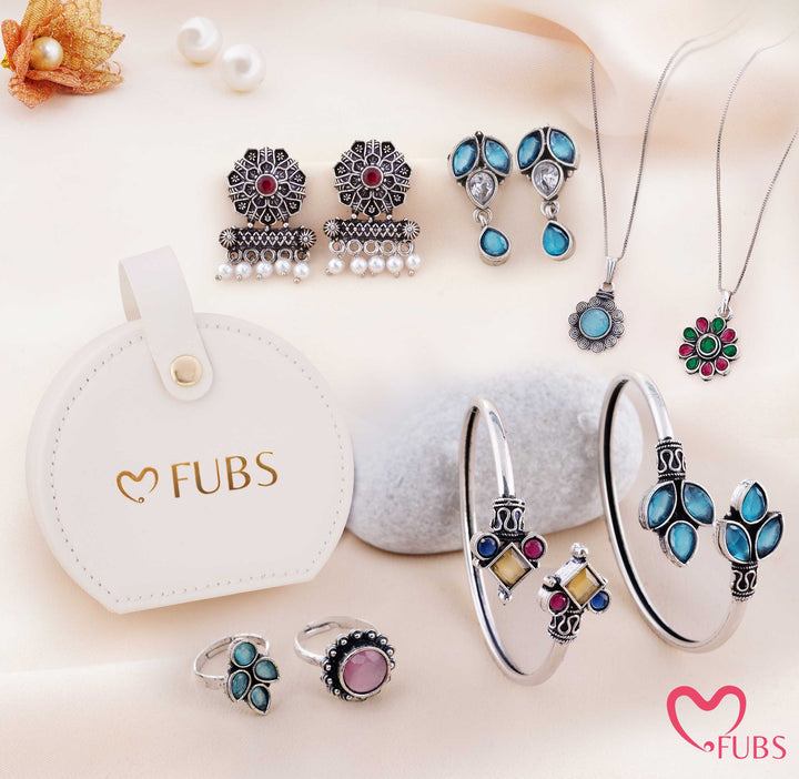 Oxidized Jewelry Combo Set With Round Miniature Purse