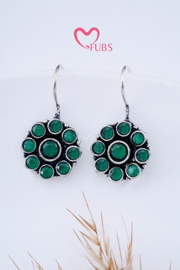 Green Gemstone Glimmer Hook Earrings