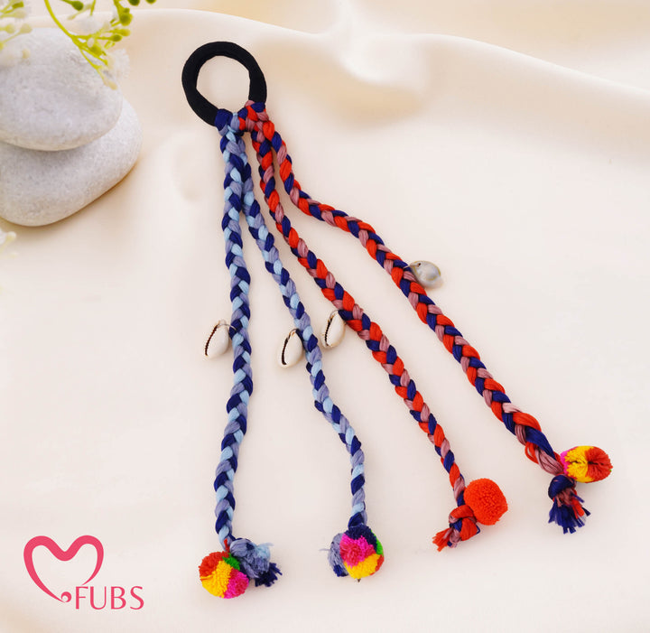 Banjara Braided Cowrie Shell Pompom Hair Band