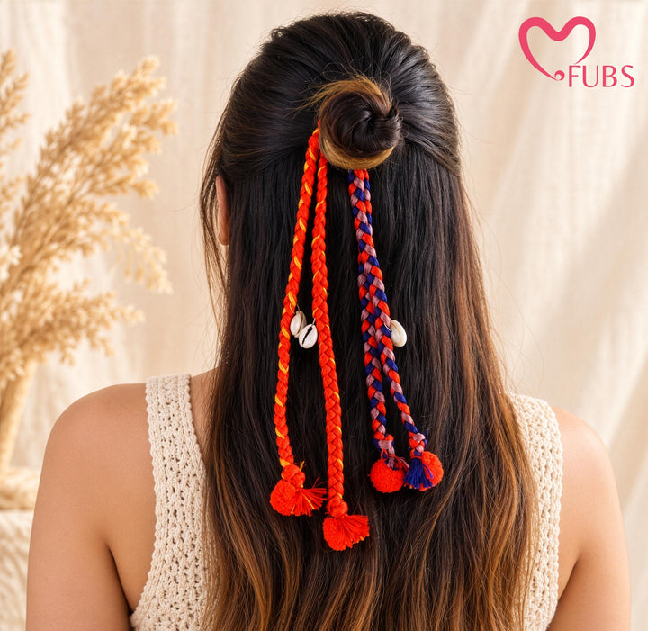 Banjara Braided Cowrie Shell Pompom Hair Band