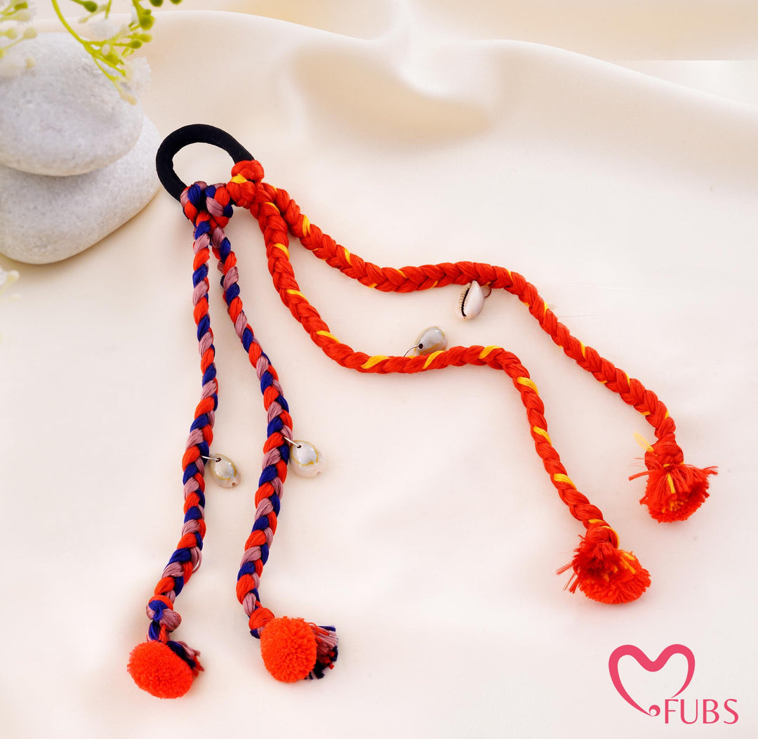 Banjara Braided Cowrie Shell Pompom Hair Band