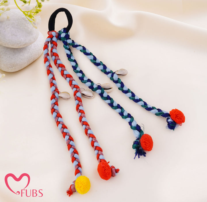 Banjara Braided Cowrie Shell Pompom Hair Band