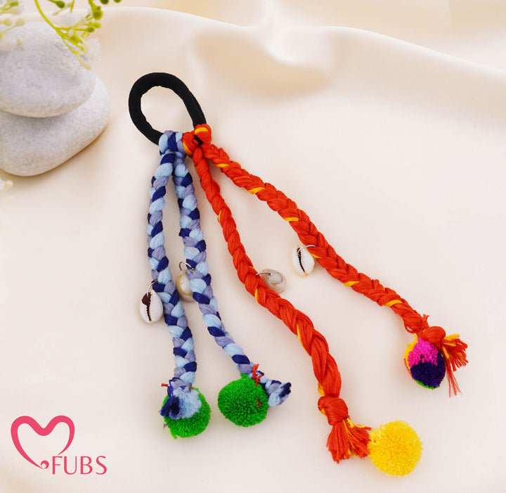 Banjara Braided Cowrie Shell Pompom Hair Band