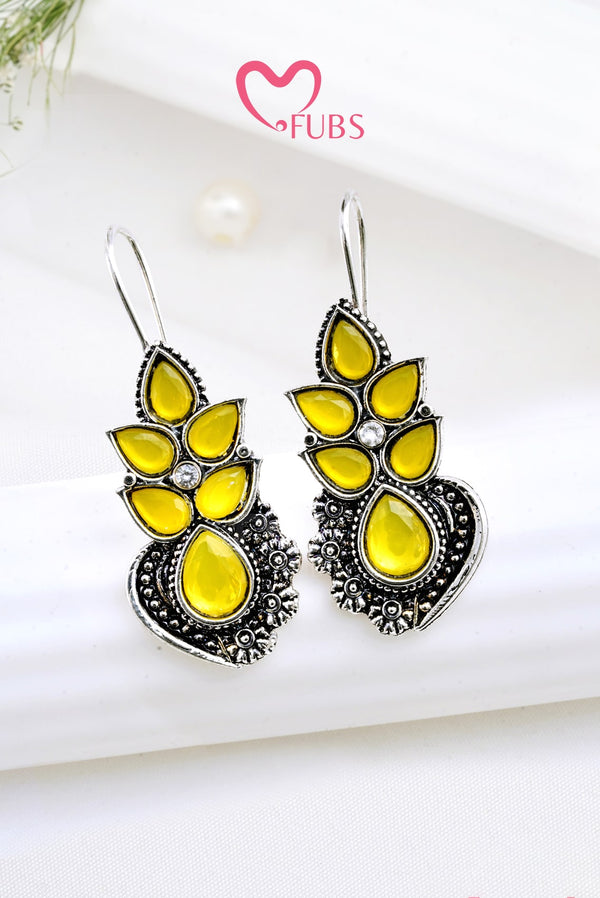 Yellow Leaf Oxidized Earring