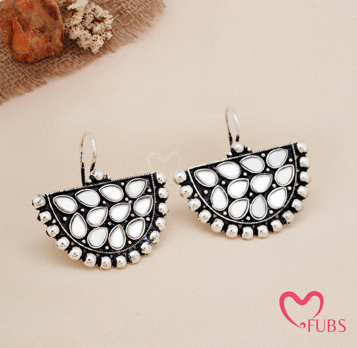 Twilight Bells: Antique Oxidized Finish Earrings & Twisted Bead Bracelet Set