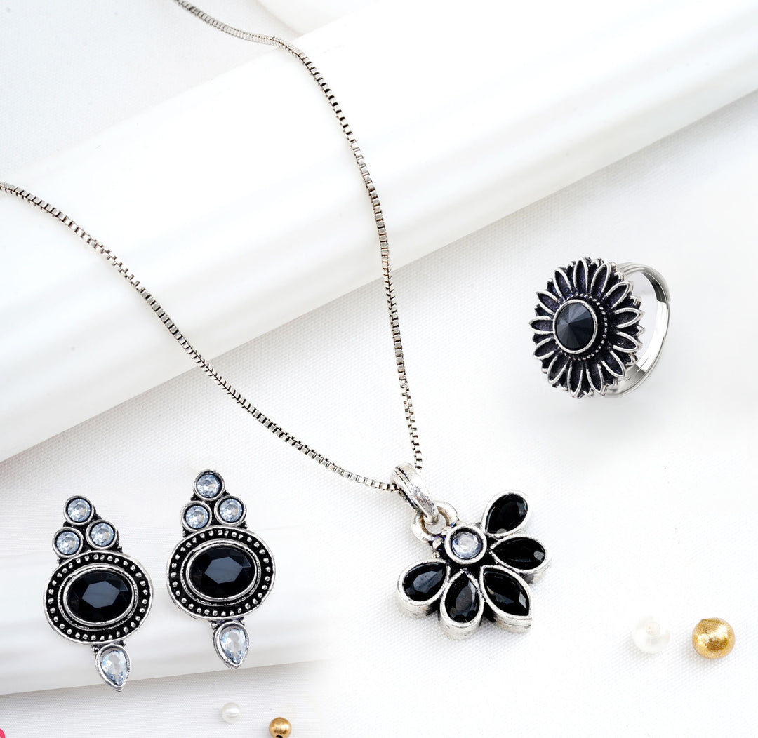 Exclusive Jewelry Box of 3 Matching Sets - Earrings, Necklace and Rings