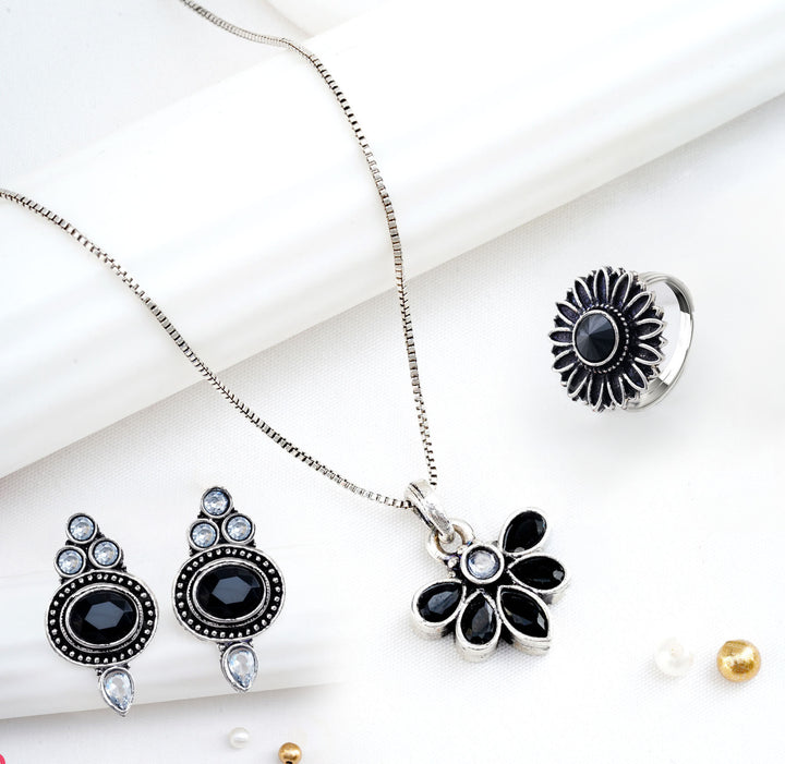Exclusive Jewelry Box of 3 Matching Sets - Earrings, Necklace and Rings