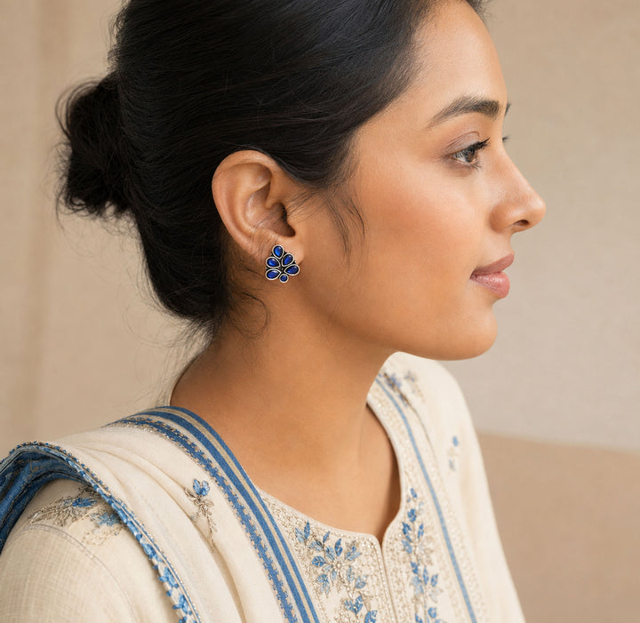 Cluster Stud Earrings with Teardrop Detailing