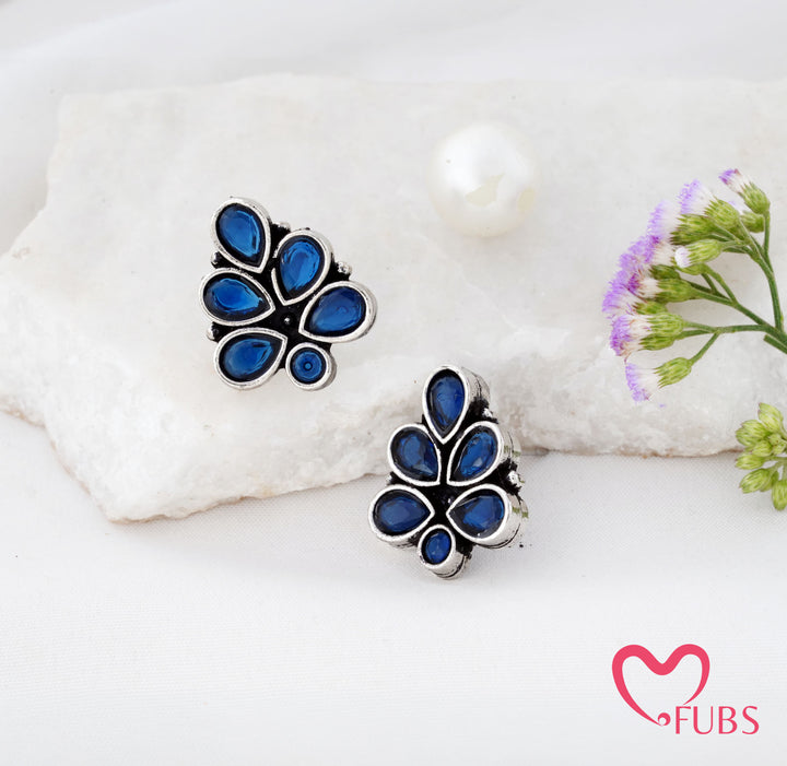 Cluster Stud Earrings with Teardrop Detailing