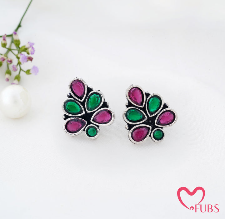 Cluster Stud Earrings with Teardrop Detailing