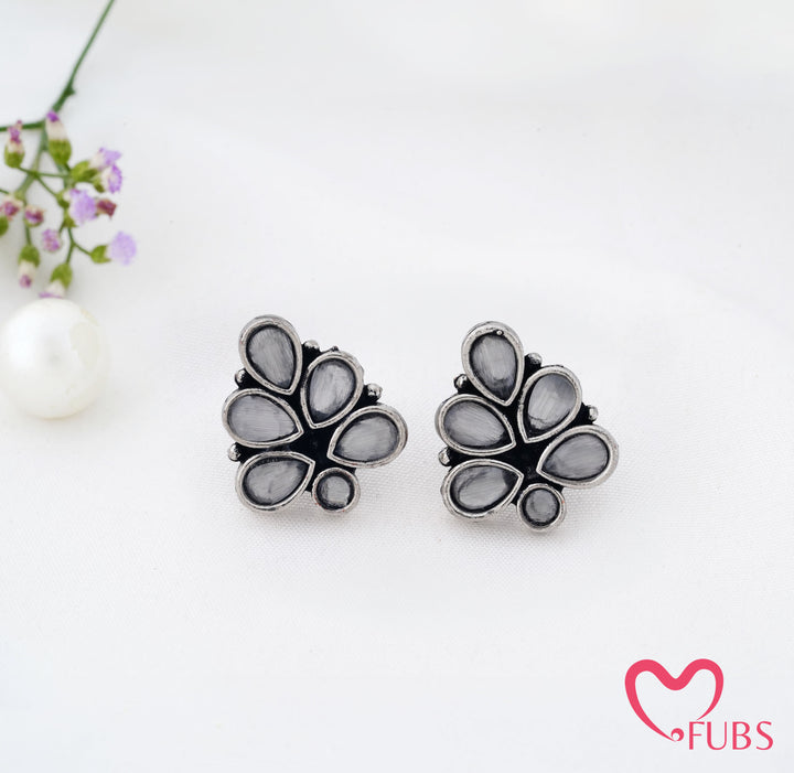 Cluster Stud Earrings with Teardrop Detailing
