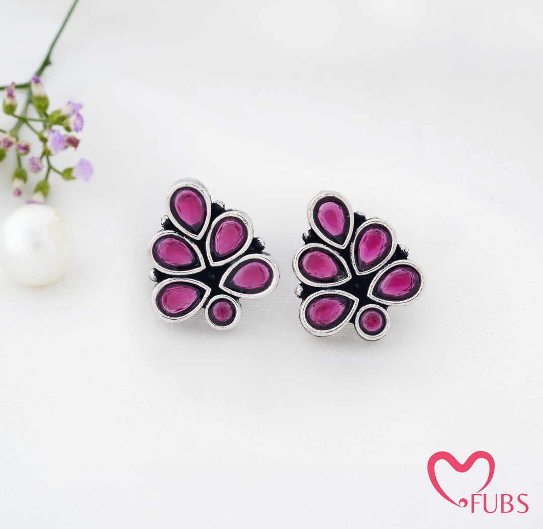 Cluster Stud Earrings with Teardrop Detailing
