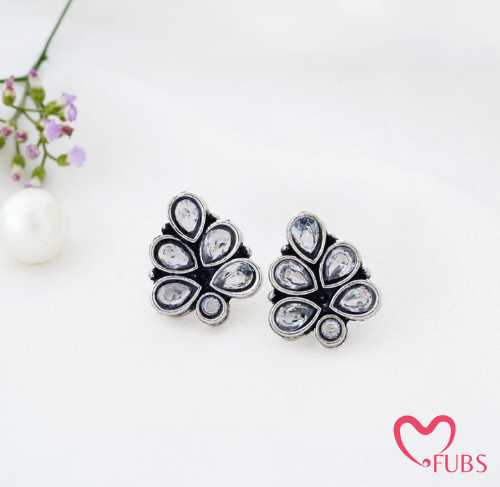Cluster Stud Earrings with Teardrop Detailing