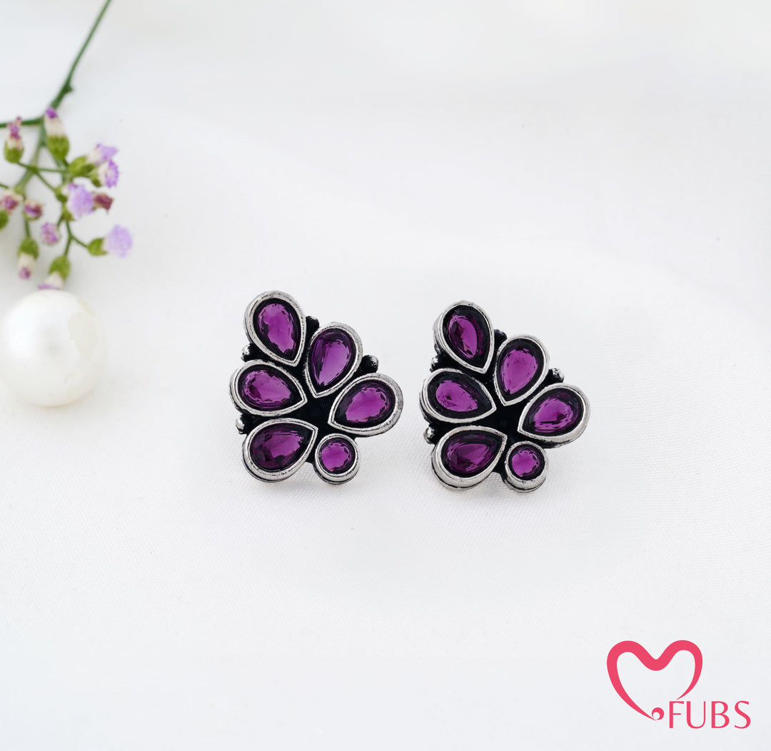 Cluster Stud Earrings with Teardrop Detailing
