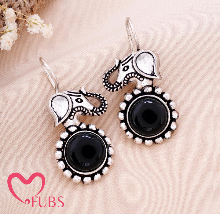 Burnished Gaja Droplets — Intricate Metalwork Ethnic Dangler