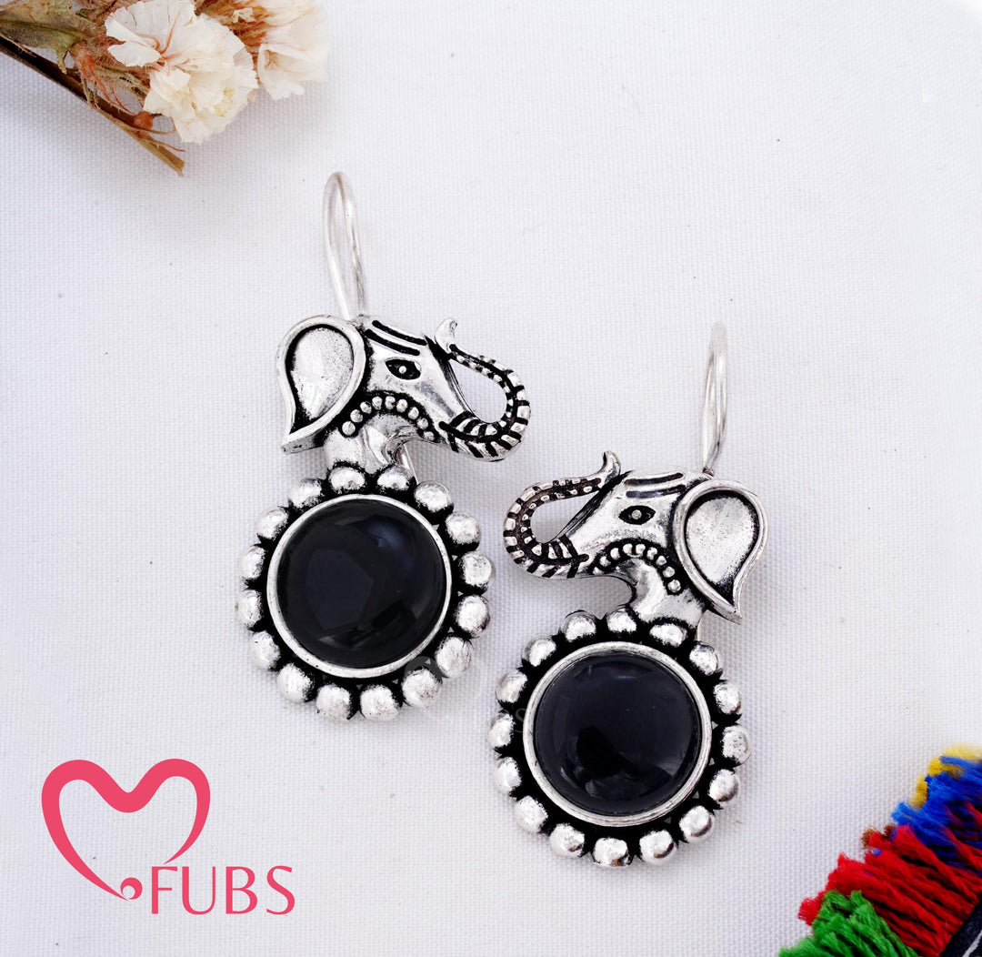 Burnished Gaja Droplets — Intricate Metalwork Ethnic Dangler