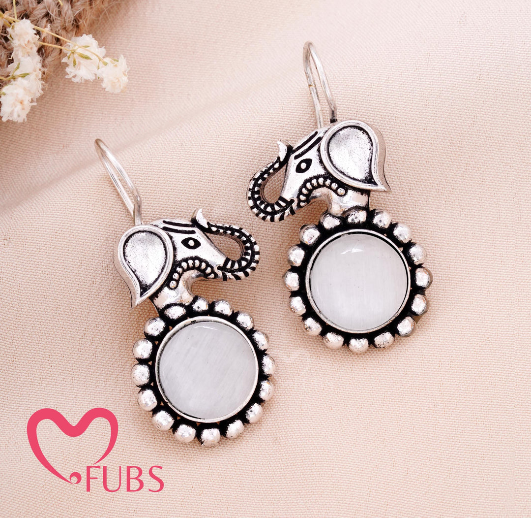 Burnished Gaja Droplets — Intricate Metalwork Ethnic Dangler