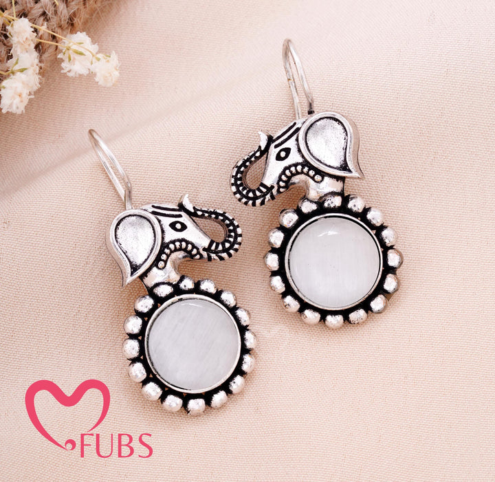 Burnished Gaja Droplets — Intricate Metalwork Ethnic Dangler