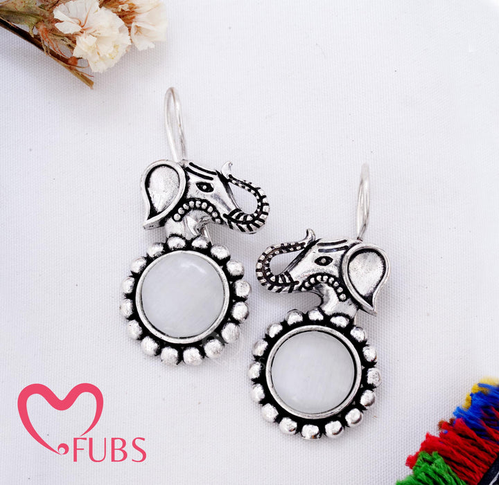 Burnished Gaja Droplets — Intricate Metalwork Ethnic Dangler