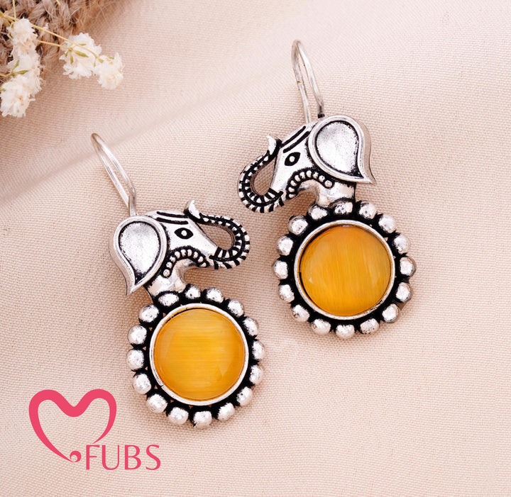 Burnished Gaja Droplets — Intricate Metalwork Ethnic Dangler