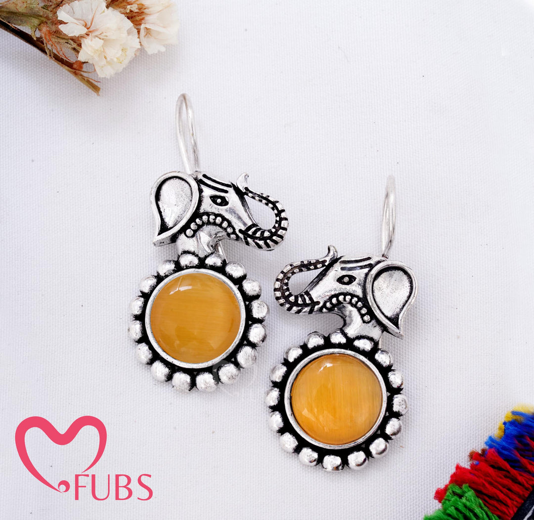 Burnished Gaja Droplets — Intricate Metalwork Ethnic Dangler