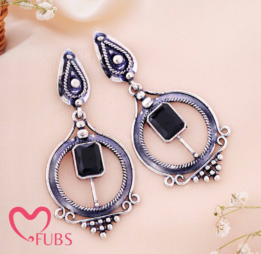 Artisan Teardrop & Circle Earrings with Gem Accents