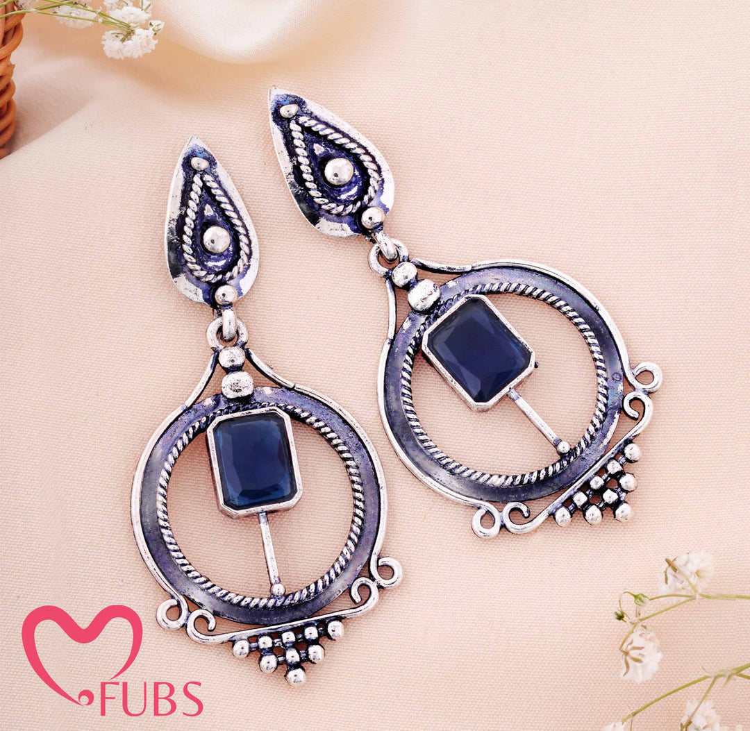 Artisan Teardrop & Circle Earrings with Gem Accents