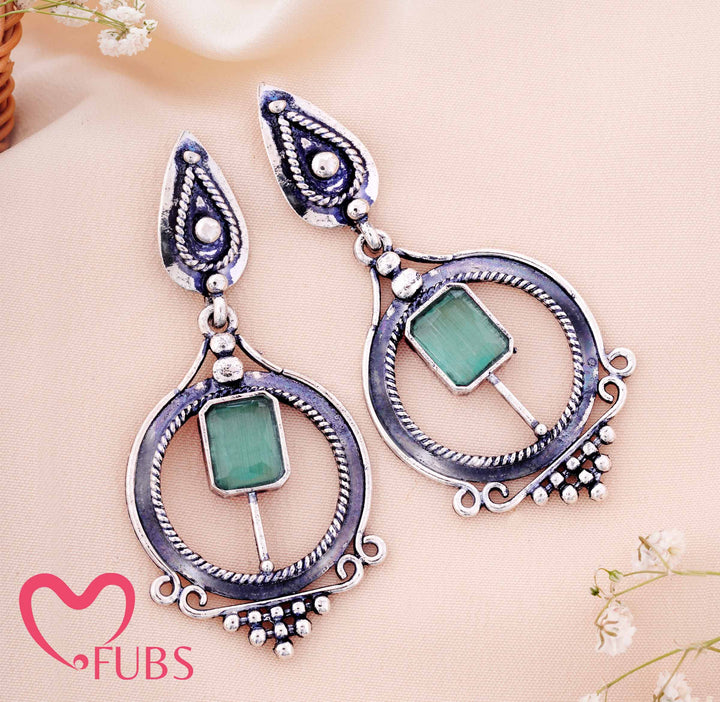 Artisan Teardrop & Circle Earrings with Gem Accents