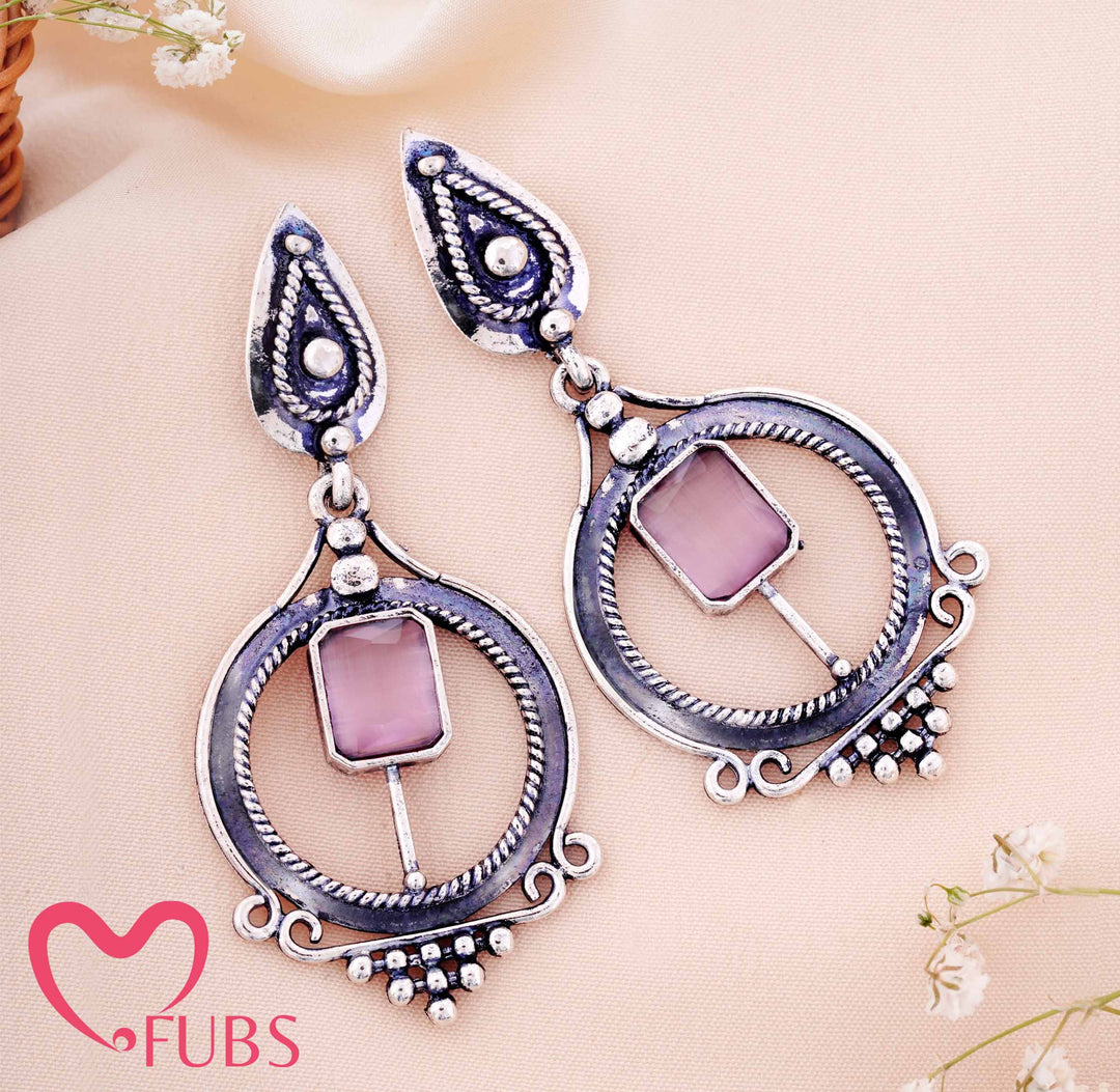 Artisan Teardrop & Circle Earrings with Gem Accents
