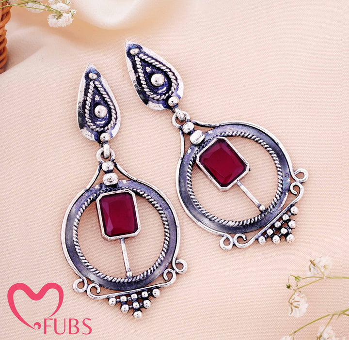 Artisan Teardrop & Circle Earrings with Gem Accents