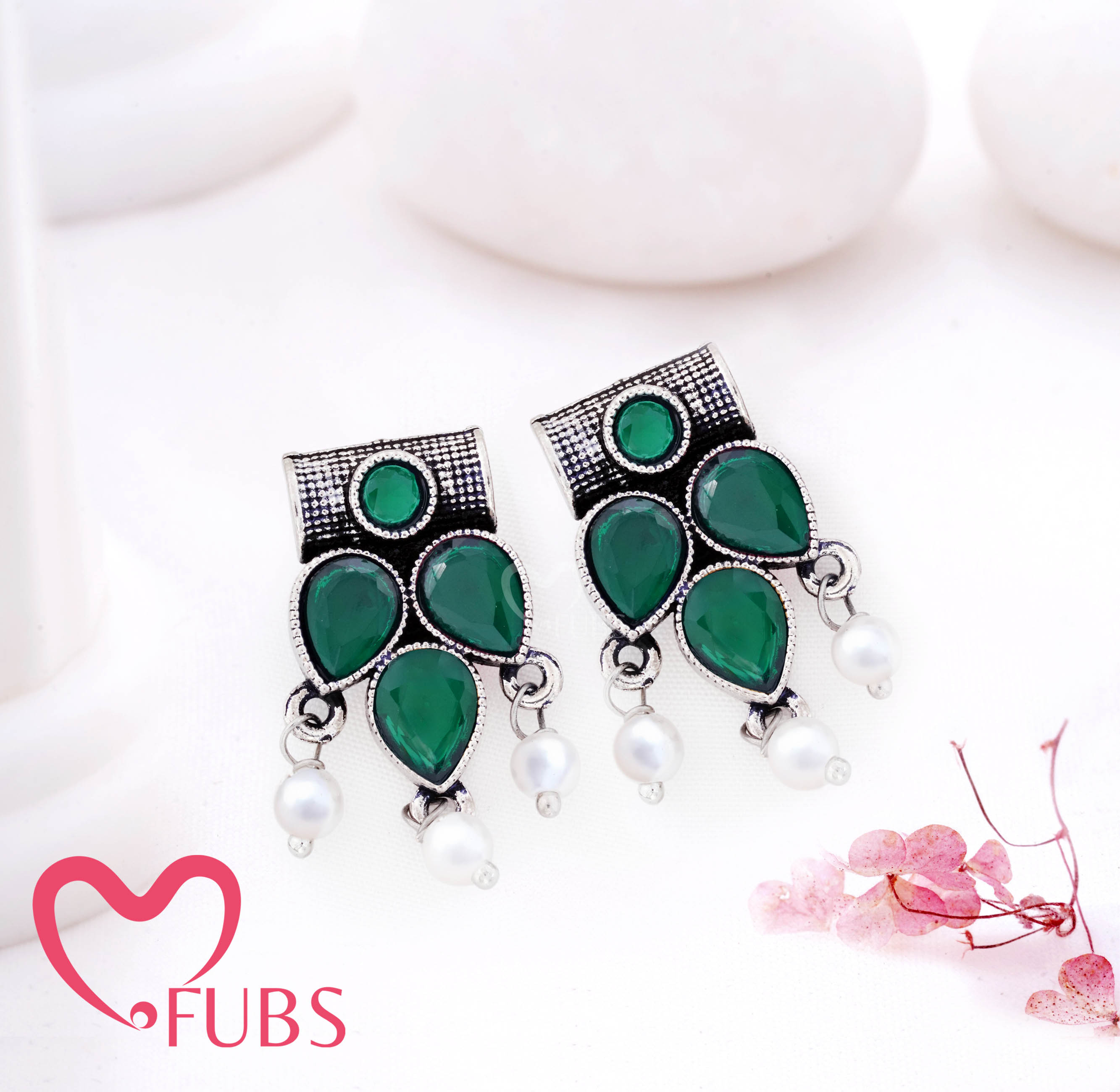 Traditional Teardrop Earrings with Layered Stonework – FUBS Traditional Teardrop Earrings with Layered Stonework – FUBS