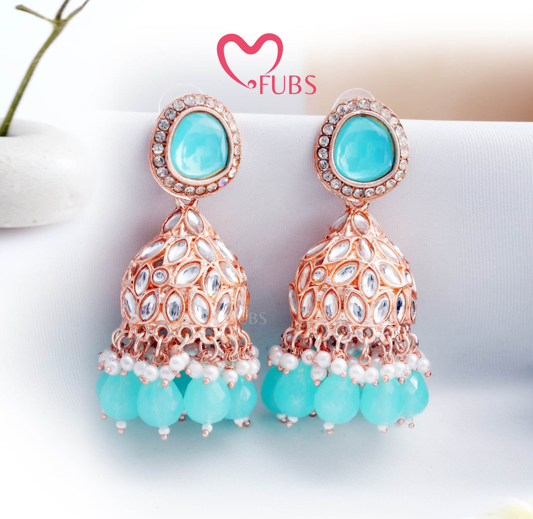 Golden Festive Majestic Kundan Charm Jhumka