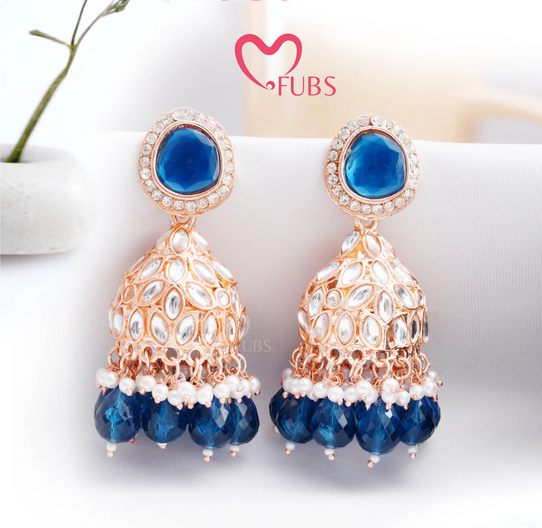 Golden Festive Majestic Kundan Charm Jhumka