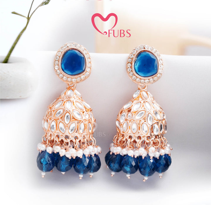 Golden Festive Majestic Kundan Charm Jhumka