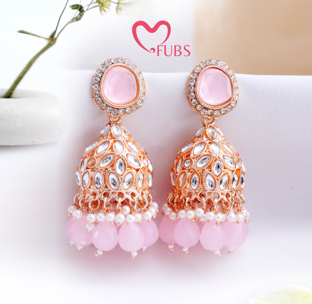 Golden Festive Majestic Kundan Charm Jhumka