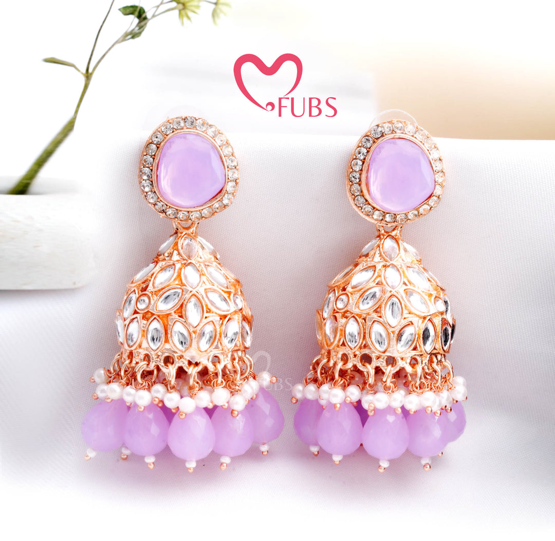 Golden Festive Majestic Kundan Charm Jhumka